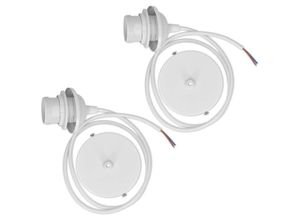 9394265575375 - 2x Elektrokabel für Lampe - Kabel mit E27-Fassung und Befestigungsring - Aufhängehalterung für Deckenleuchte - Weiß