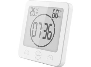 9394265578956 - Jusch - Badezimmer-Duschuhr LCD-Digitalalarm Thermometer-Hygrometer Countdown-Timer (weiß)