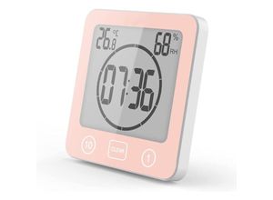 9394265578963 - Jusch - Badezimmer-Duschuhr LCD-Digitalalarm Thermometer-Hygrometer Countdown-Timer (rot)