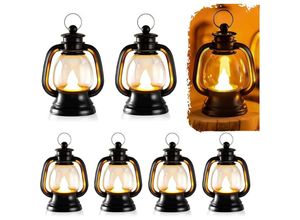 9396839125382 - Toolive - Set mit 6 schwarzen Mini-LED-Laternen – Halloween-Dekoration – Mini-Weihnachtsdekorationslaterne – LED-Weihnachtslaterne –