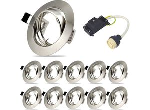 9399564144420 - Aougo - 10er Set Einbaurahmen für Einbaustrahler GU10 Einbaustrahler Set led Schwenktragrahmen für led und Halogen inkl GU10 Fassung IP20 rund