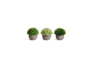 9399754013451 - Eting - Künstliche Pflanzen im Topf Faux Fake Mini Plant Greenery Green Grass Flower in Grey Pot für Badezimmer Home House Decor (3er Set)