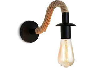 9399754020411 - Eting - Vintage-Wandlampe aus Hanfseil Industrielle Wandlampe ideal für E27-Leuchten 110 220 v (schwarz)