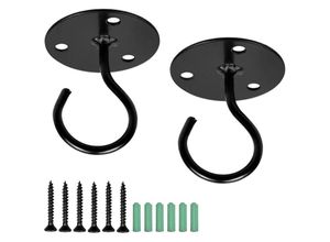 9399754027953 - 2pcs Ceiling Hooks For Hanging Plants Basket Wind Chimes Fixing Accessories With Screws Iron Art Wall Hook For Bedroom Living Room Balcony (black)