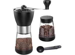 9405869721676 - Woosien - Handkaffeemühle mit Bürste einstellbare Grobheit Kräuter- und Gewürzmühle Kurbel-Keramikmühlen von