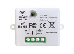 9409960740673 - Aougo - Kabelloser Lichtschalter 10-A-Relais-Empfänger-Controller einfache Installation für Beleuchtung bis zu 1500 w