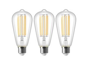 9409960740987 - 8W E27 ST64 LED-Glühbirne Vintage-Edison-Glühlampe 80W-Äquivalent 2700K Warmweiß 800LM Retro-Dekolampe nicht dimmbar 3er-Pack