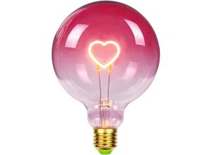 9409960741052 - Aougo - LED-Glühbirne große Globe-Edison-Glühbirne G125 rosa Farbe Herz-Filament 2 w dimmbar spezielle dekorative Glühbirne 220–240 v E27