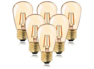 9409960741212 - Aougo - ST45 LED-Glühbirne Vintage-Edison-Filament E27 1 w entspricht 10 w Glühlampen superwarmes Weiß 2200 k goldene Glas-Dekorationslampe