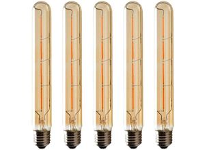 9409960741939 - 5er-Pack T225-Glühbirnen mit langen Röhren LED-Edison-Filament 6 W E27-Sockel warmweiß bernsteinfarbenes Glas für dekorative Glühbirne AC