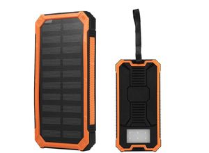 9409960742264 - Aougo - Solar-Powerbank Solar-Ladegerät 20000 mAh USB-Aufladung externes kabelloses Solar-Handy-Ladegerät mit Taschenlampe (Orange)