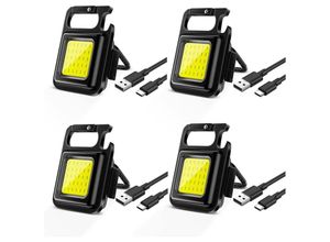 9409960743162 - Stück Mini-Lampen tragbare wiederaufladbare LED-Arbeit magnetische kleine COB-Schlüsselanhänger-Taschenlampen mit Klappständer