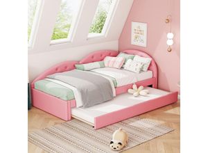 9411280139891 - Schlafsofa 90200 cm ausgestattet mit einem Ausziehbett elegant und schlicht PU-Material rosa