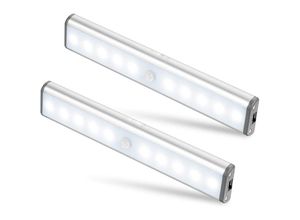 9411682546938 - Set mit 2 10 LED-Lampen kabellos wiederaufladbar über USB magnetisiert Bewegungssensor 2 Beleuchtungsmodi tragbar Schrankleuchte tragbare