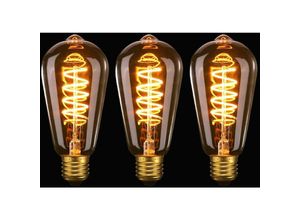 9411682601866 - Rabatt 3er-Pack dimmbare Vintage-Edison-LED-Glühbirne 3 w Spirale flexibles LED-Filament E27 LED-Glühlampe Schraube ST64 Retro-Antik-Stil