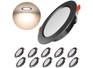 9411682602214 - Ugreat - Set mit 10 extraflachen schwarzen LED-Einbaustrahlern 500 lm 7 w runde LED-Deckeneinbauleuchte = 50 w Glühlampe natürliches Weiß 4000 k 9411682602214 - Ugreat - Set mit 10 extraflachen schwarzen LED-Einbaustrahlern 500 lm 7 w runde LED-Deckeneinbauleuchte = 50 w Glühlampe natürliches Weiß 4000 k