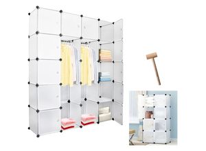 9412302633519 - H180cm Kleiderschrank DIY Garderobenschrank für Schlafzimmer Miete Zimmer Wäschezimmer DIY Regalsystem aus Kunststoff - 20 Gitter (Weiß