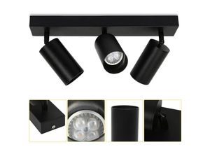 9412302644812 - Led Spotleuchte schwenkbar Retro Schwarz GU10 Deckenlampe Flur Schlafzimmer Spot 3x GU10 Fassung - Swanew