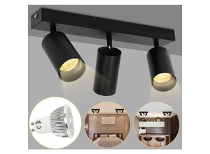 9412302647424 - Swanew - led Spotleuchte schwenkbar Deckenstrahler led wechselbar Warmweiß Doppelkopfstrahler für Wohnzimmer Esszimmer Einzelkopfstrahler 3x GU10