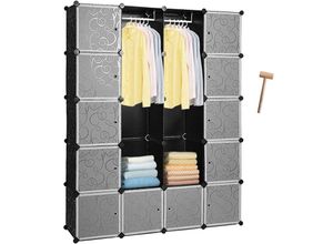 9412302647608 - Swanew - Armoire Penderie Étagère de Rangement en Plastique diy Armoire Penderie Système détagères - 20 cubes Noir