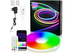 9412302654590 - Neon led Streifen Dimmbar 5M rgbic Neon led Strip App Steuerung und Fernbedienung Timer Musik Sync mit Alexa und Google Assistant Innen Außen Deko