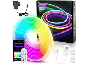 9412302654606 - SWANEW NEON LED Streifen Dimmbar 10M RGBIC Neon LED Strip App Steuerung und Fernbedienung Timer Musik Sync mit Alexa und Google Assistant Innen