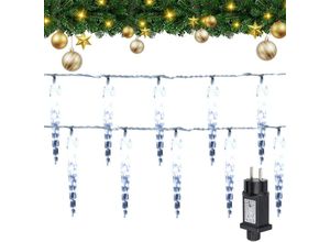 9412302770962 - Hengda 40 LED Eiszapfen Lichterkette Außen Innen 8 Modi IP44 Party Garten Lichtervorhang Fenster Weihnachten Eisregen Beleuchtung Deko kaltweiß