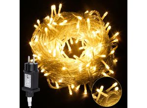 9412302776629 - Hengda - 20M 200 led Lichterkette 8 Lichtmodi Wasserdicht Party Garten Strom Beleuchtung Innen Außen Weihnachten Hochzeit Deko Warmweiß