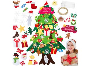 9412302777671 - Weihnachtsbaum Filz 33 pcs Filz Weihnachtsbaum Kinder diy Filz Weihnachtsbaum Mit Led Lichter Für Kinder Weihnachten Geschenk Filz Weihnachtsbaum