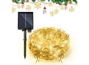 9412302786949 - Hengda - 5M Solar led Eisregen Lichterkette Außen Innen Warmweiß Lichtervorhang 200 LEDs Eiszapfen Weihnachtsbeleuchtung 8 Modi Weihnachtsdeko Party