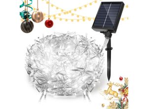 9412302786956 - 5M Solar led Eisregen Lichterkette Außen Innen Kaltweiß Lichtervorhang 200 LEDs Eiszapfen Weihnachtsbeleuchtung 8 Modi Weihnachtsdeko Party Garten