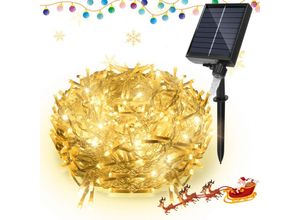 9412302786963 - Hengda - 10M Solar led Eisregen Lichterkette Außen Innen Warmweiß Lichtervorhang 400 LEDs Eiszapfen Weihnachtsbeleuchtung 8 Modi Weihnachtsdeko Party