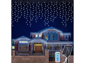 9412302786994 - Hengda - 15M Solar led Eisregen Lichterkette Außen Innen Kaltweiß Lichtervorhang 600 LEDs Eiszapfen Weihnachtsbeleuchtung 8 Modi Weihnachtsdeko Party