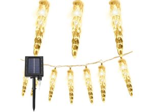 9412302787007 - 10M 80 led Solar Eiszapfen Lichterkette Außen Innen 8 Modi IP44 Party Garten Lichtervorhang Fenster Weihnachten Eisregen Beleuchtung Deko Warmweiß