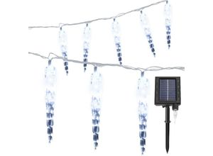 9412302787014 - 10M 80 led Solar Eiszapfen Lichterkette Außen Innen 8 Modi IP44 Party Garten Lichtervorhang Fenster Weihnachten Eisregen Beleuchtung Deko kaltweiß