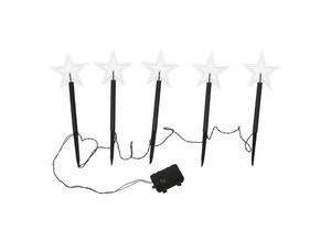 9412302787168 - 5x Gartenstecker Stern 23cm warmweiß 6 18h Timer 16m LeuchtstäbeLED Gartenleuchten Stern Lichter Weihnachtsdekoration Außen Garten Wasserdicht