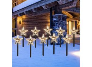 9412302787588 - 10x Gartenstecker Stern 23cm warmweiß 6 18h Timer 16m LeuchtstäbeLED Gartenleuchten Stern Lichter Weihnachtsdekoration Außen Garten Wasserdicht