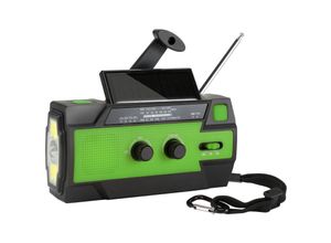 9412302790441 - 2er Kurbelradio Radio Entladefunktion Tragbares am fm Camping 4000mAh Solar sos 10W - Hengda