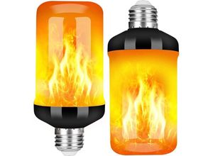 9412349244600 - Aougo - 2 Stück E27 Flammen-Glühbirne 5 w LED-Glühbirne mit Flammeneffekt und 4 Beleuchtungsmodi dekorative Glühbirnen für drinnen und draußen für