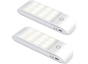 9412349244853 - Automatisches LED-Nachtlicht [2er-Pack] 12 LEDs USB wiederaufladbar Schrank-Nachtlampe mit Bewegungssensor selbstklebender Magnetstreifen 3 Modi