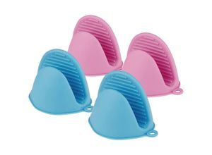 9412349257051 - Silikon-Ofenhandschuhe 2 Paar Silikon-Küchen-Topflappen Silikon-Topflappen Mini-Ofen hitzebeständig Küchenhandschuh-Topflappen (blau + rosa)