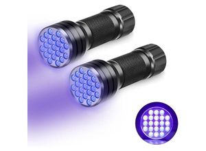 9412349267432 - 2er-Pack schwarze Mini-UV-Taschenlampe mit 21 LEDs 395 nm UV-Licht für Geocaching Haustier-Urin-Detektor