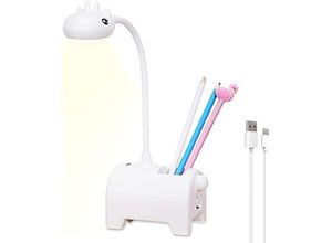 9412349274515 - LED-Schreibtischlampe für Kinder Tischlampe mit 3 Farben und dimmbar Touch-Schalter USB-Anschluss Stifthalter Leselampe für Kinderzimmer