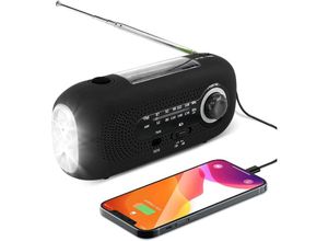 9412349276724 - Solarradio Notfall-Handkurbel selbstbetriebenes AM FM-Solar-Wetterradio mit 5 LED-Taschenlampe 2000 mAh Notstrombank für Smartphones Zuhause und