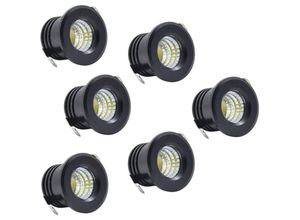 9412349278414 - 6 Stück Mini-LED-Deckeneinbaustrahler in Schwarz Mini-LED-Strahler für Schrank-Deckenleuchte 3 W warmweiß