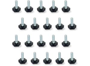 9412349288611 - Aougo - Nivellierfüße für Möbel M6 x 20 mm Gewinde 20 Stück Schwarz Silber