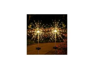 9420541003970 - 105 LEDs Starburst Lights Feuerwerk Pathway Lighting warmweiß IP65 Wasserdichte Solar Garden Lights für Gehwege Rasen 2 Stück