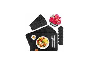 9420541015188 - Tischset Set aus 6 Filz-Tischsets mit Untersetzern und Bestecktaschen waschbaren Untersetzern Tischsets abwischbaren Untersetzern Filzmatten