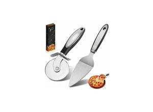 9420541031409 - 2 Pieces Pizza Cutters & Pizza Shovel SetStainless Steel With Non-Slip HandleFor Cutting Bread And Cake Sandwiches WafflesGreySuitable For Pizza