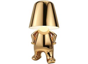 9439081613914 - Tischlampe mit Touch Steuerung Thinker Statue Gold Man Dekorative led Schreibtischlampe Charging 3 Helligkeitsstufen Dimmbare Nachttischlampe für